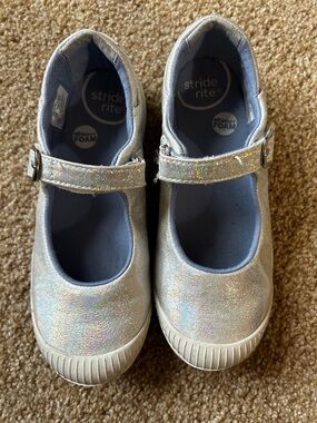 Stride Rite Girls' Silver Sparkle Mary Jane Shoes 13